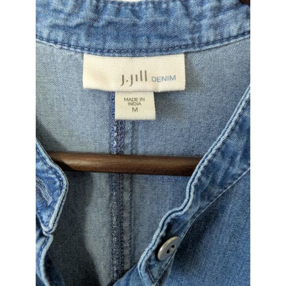 J. Jill Womens Denim Button Front Midi Shirt Dress Size Medium Chambray Pockets - Picture 4 of 8